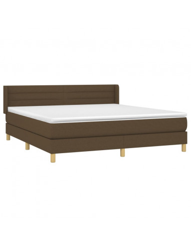 Giroletto a Molle con Materasso Marrone Scuro 160x200cm Tessuto