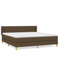 Giroletto a Molle con Materasso Marrone Scuro 160x200cm Tessuto