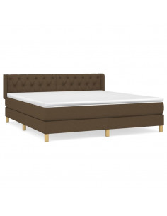 Giroletto a Molle con Materasso Marrone Scuro 160x200cm Tessuto