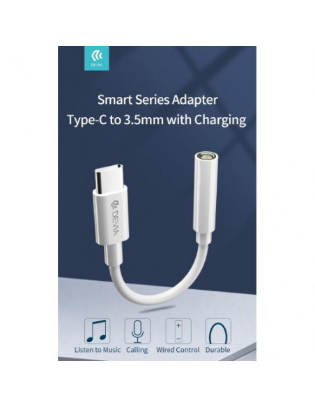 Devia Adattatore Audio per auricolari da spina Tipo-C a Jack 3,5mm