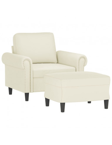 Poltrona con Poggiapiedi Crema 60 cm in Velluto