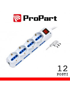 PROPART MULTIPRESA 12POS BIPASSO + BIPASSO/SCHUKO SPINA16A +INTERR.