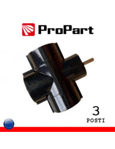 PROPART ADATTATORE 3 POS SCHUKO SPINA SCHUKO 16A NERO POLYBAG