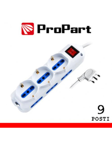 PROPART MULTIPRESA 9POS BIPASSO + BIPASSO/SCHUKO SPINA16A +INTERR.