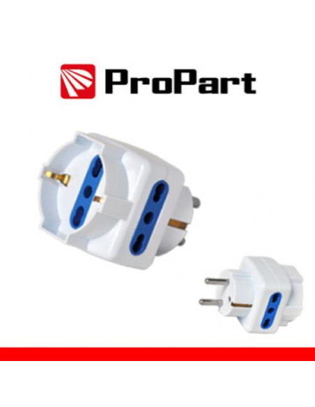 Propart Adattatore 3pos bipasso/schuko spina Schuko