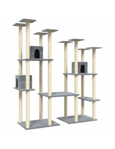 Albero per Gatti con Tiragraffi in Sisal Grigio Chiaro 174 cm