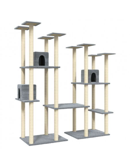 Albero per Gatti con Tiragraffi in Sisal Grigio Chiaro 174 cm