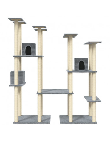 Albero per Gatti con Tiragraffi in Sisal Grigio Chiaro 174 cm