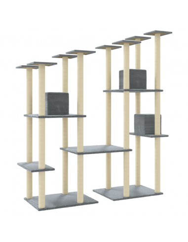 Albero per Gatti con Tiragraffi in Sisal Grigio Chiaro 174 cm