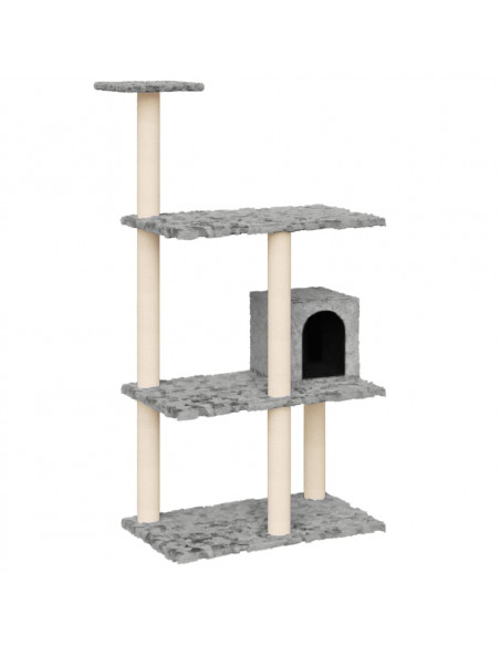 Albero per Gatti con Tiragraffi in Sisal Grigio Chiaro 119 cm