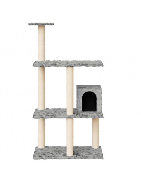 Albero per Gatti con Tiragraffi in Sisal Grigio Chiaro 119 cm