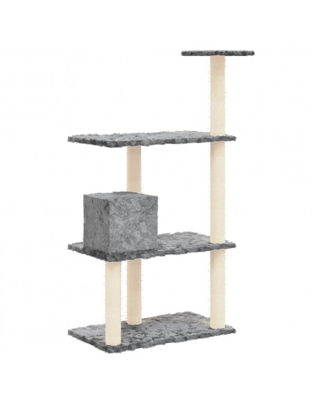 Albero per Gatti con Tiragraffi in Sisal Grigio Chiaro 119 cm