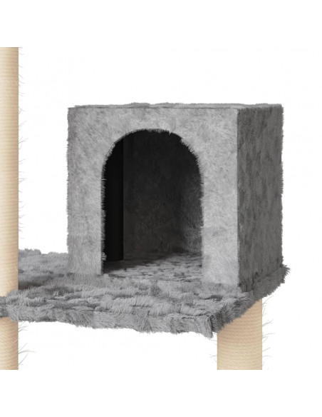 Albero per Gatti con Tiragraffi in Sisal Grigio Chiaro 119 cm