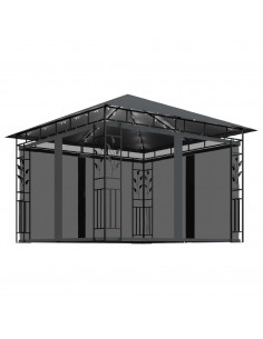 Gazebo con Zanzariera e Luci LED 3x3x2,73 m Antracite