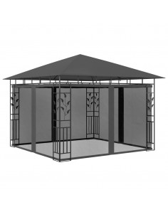 Gazebo con Zanzariera e Luci LED 3x3x2,73 m Antracite 2