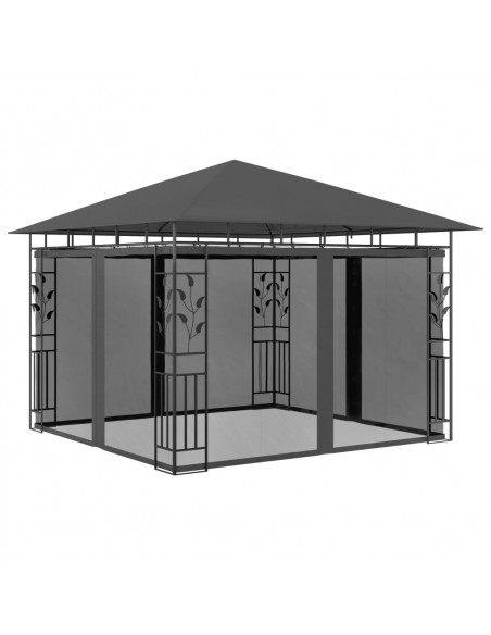 Gazebo con Zanzariera e Luci LED 3x3x2,73 m Antracite
