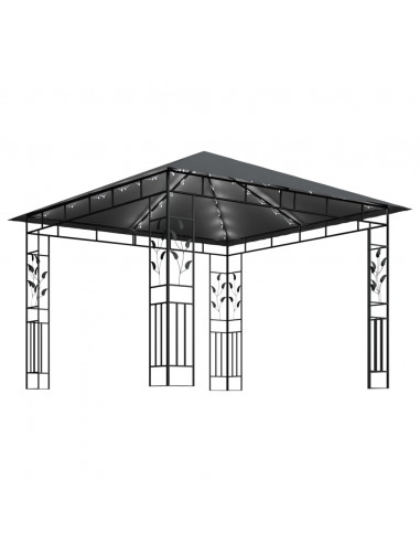 Gazebo con Zanzariera e Luci LED 3x3x2,73 m Antracite