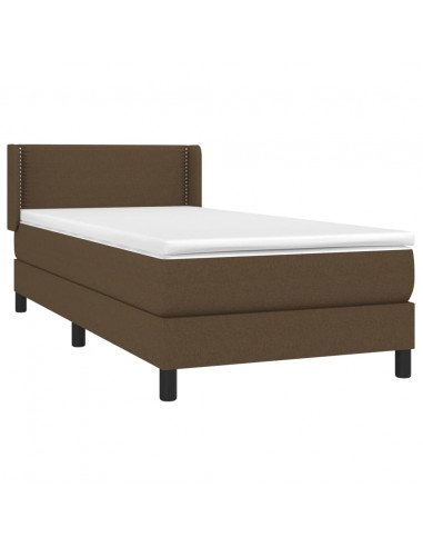 Giroletto a Molle con Materasso Marrone Scuro 90x190cm Tessuto
