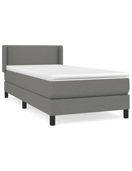 Giroletto a Molle con Materasso Grigio Scuro 90x200 cm Tessuto