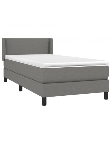 Giroletto a Molle con Materasso Grigio Scuro 100x200 cm Tessuto