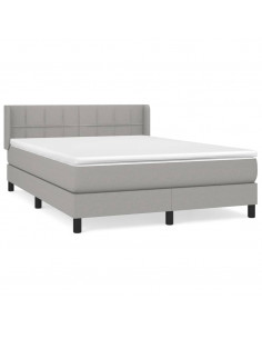 Giroletto a Molle con Materasso Grigio Chiaro 140x200cm Tessuto