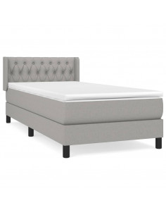 Giroletto a Molle con Materasso Grigio Chiaro100x200 cm Tessuto