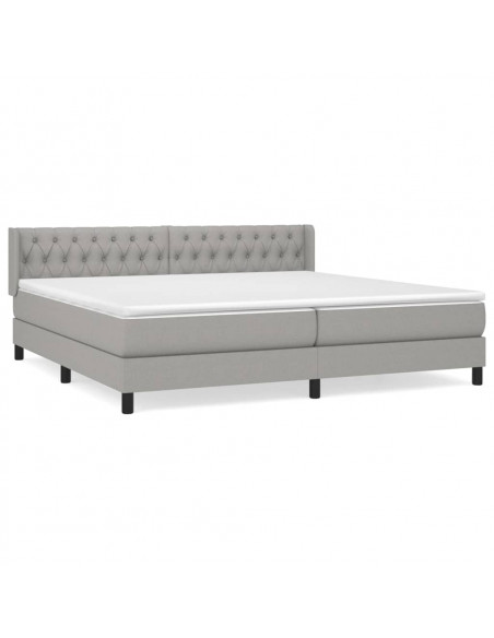 Giroletto a Molle con Materasso Grigio Chiaro 200x200cm Tessuto