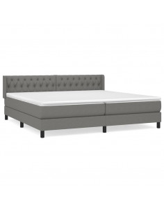 Giroletto a Molle con Materasso Grigio Scuro 200x200 cm Tessuto