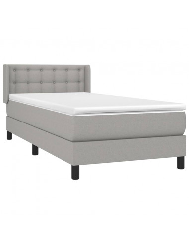 Giroletto a Molle con Materasso Grigio Chiaro 80x200 cm Tessuto