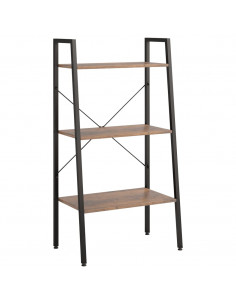 Scaffale Autoportante 3 Ripiani Marrone Scuro Nero 56x35x108 cm