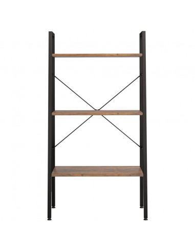 Scaffale Autoportante 3 Ripiani Marrone Scuro Nero 56x35x108 cm