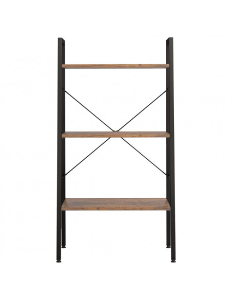 Scaffale Autoportante 3 Ripiani Marrone Scuro Nero 56x35x108 cm