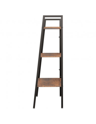 Scaffale Autoportante 3 Ripiani Marrone Scuro Nero 56x35x108 cm