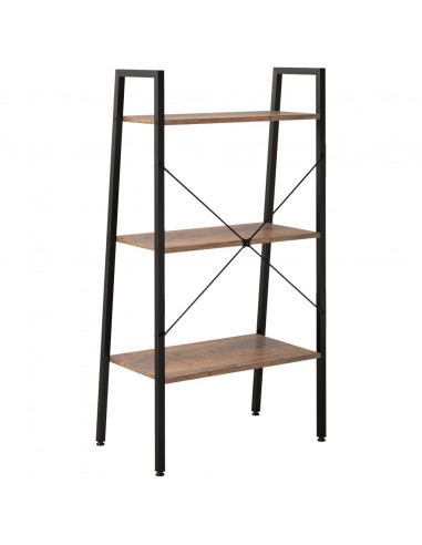 Scaffale Autoportante 3 Ripiani Marrone Scuro Nero 56x35x108 cm