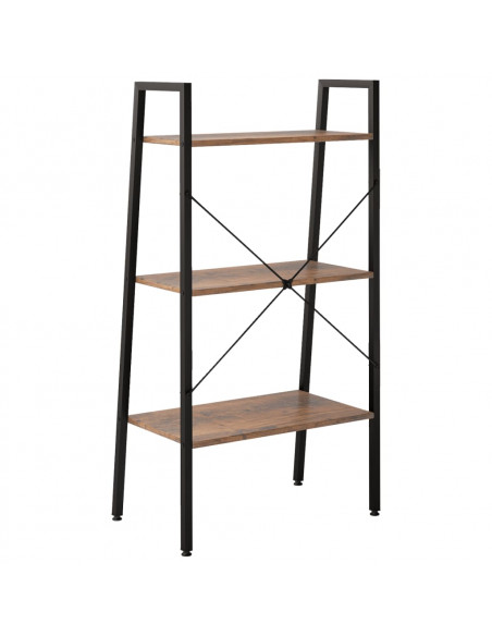 Scaffale Autoportante 3 Ripiani Marrone Scuro Nero 56x35x108 cm