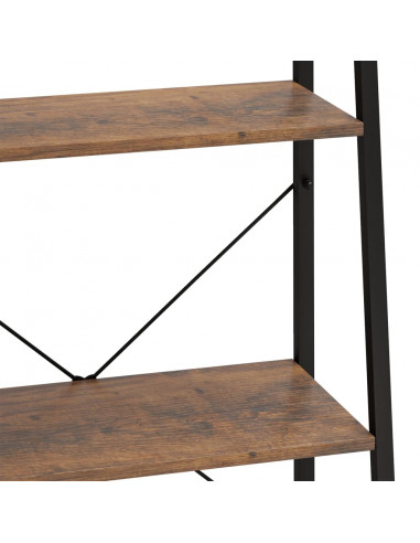 Scaffale Autoportante 3 Ripiani Marrone Scuro Nero 56x35x108 cm