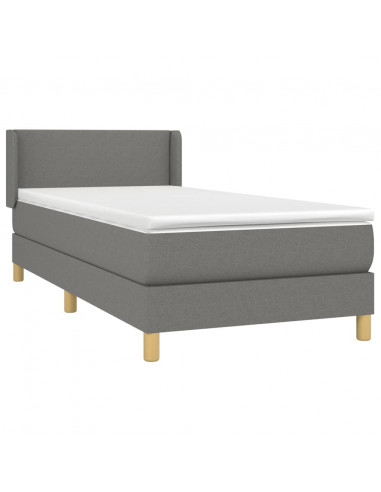 Giroletto a Molle con Materasso Grigio Scuro 90x200 cm Tessuto