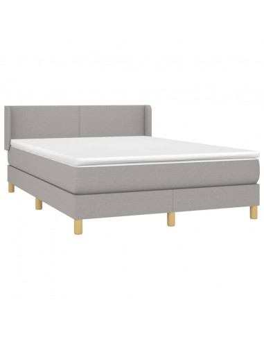 Giroletto a Molle con Materasso Grigio Chiaro 140x190cm Tessuto