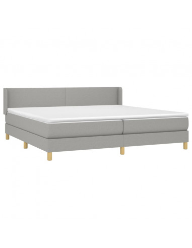 Giroletto a Molle con Materasso Grigio Chiaro 200x200cm Tessuto