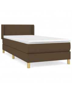 Giroletto a Molle con Materasso Marrone Scuro 90x200 cm Tessuto