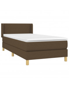 Giroletto a Molle con Materasso Marrone Scuro 100x200cm Tessuto 2