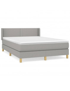 Giroletto a Molle con Materasso Grigio Chiaro 140x190cm Tessuto