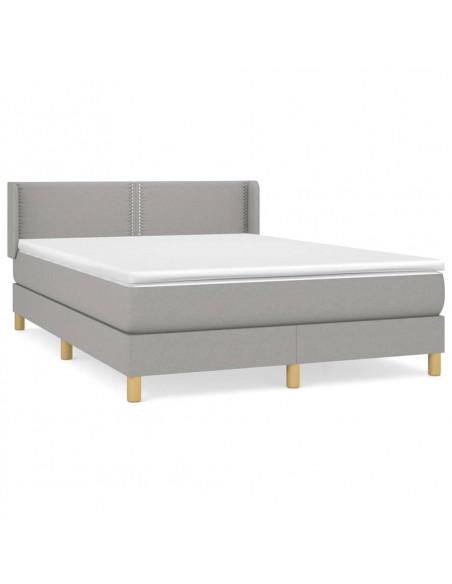 Giroletto a Molle con Materasso Grigio Chiaro 140x200cm Tessuto