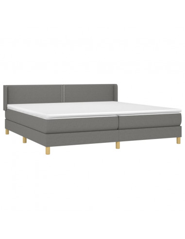 Giroletto a Molle con Materasso Grigio Scuro 200x200 cm Tessuto