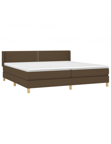 Giroletto a Molle con Materasso Marrone Scuro 200x200cm Tessuto