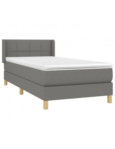 Giroletto a Molle con Materasso Grigio Scuro 80x200 cm Tessuto