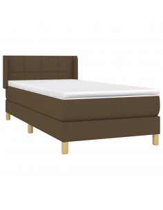 Giroletto a Molle con Materasso Marrone Scuro 100x200cm Tessuto 2