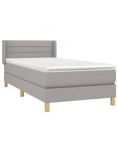 Giroletto a Molle con Materasso Grigio Chiaro 90x200 cm Tessuto