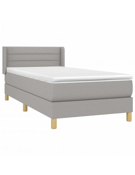Giroletto a Molle con Materasso Grigio Chiaro100x200 cm Tessuto