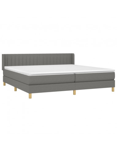 Giroletto a Molle con Materasso Grigio Scuro 200x200 cm Tessuto